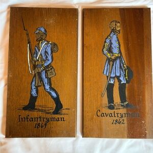 Vintage Military Folk Art Panels Handcrafted